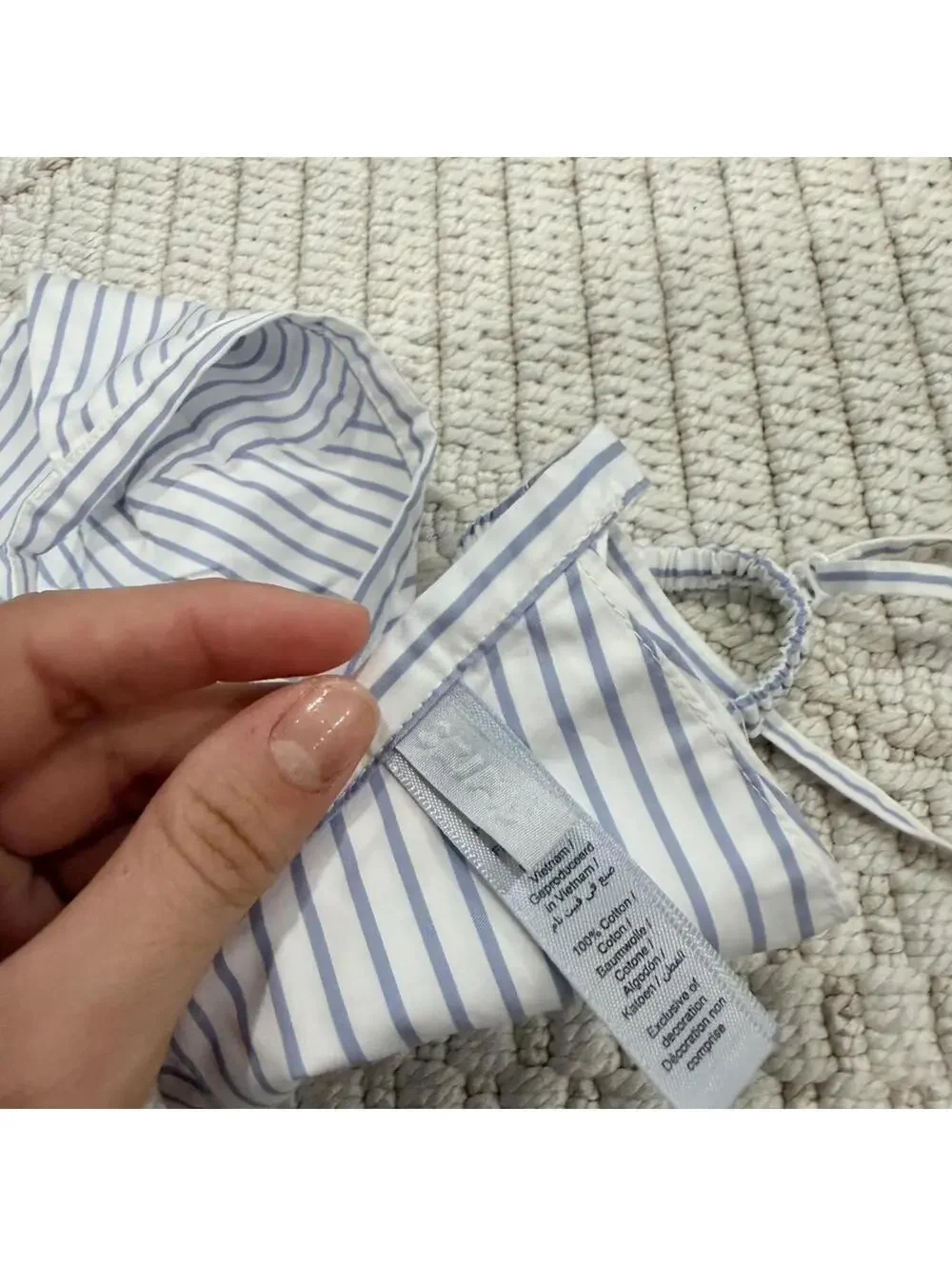 Skims Cotton Poplin Bralette in Zen Blue Stripe - Picture 3 of 5